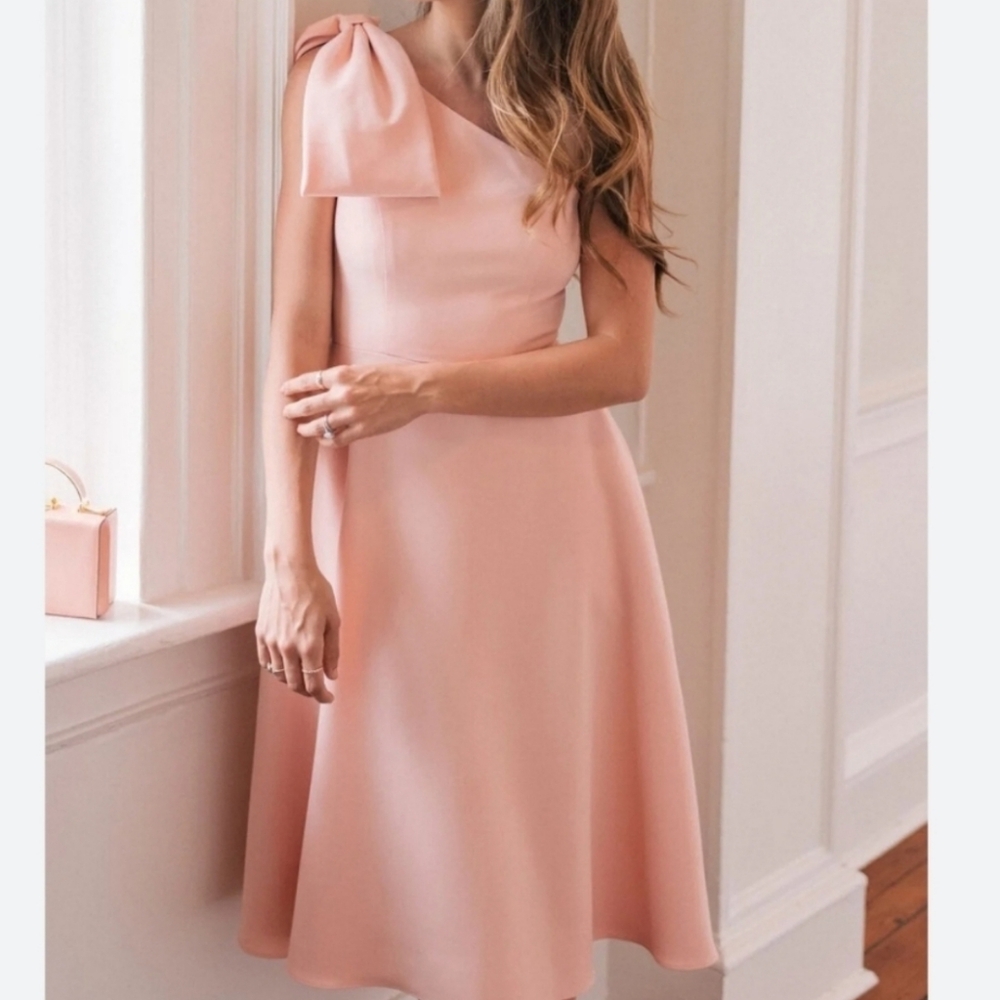 Gal Meets Glam Yvonne Dream Crepe One Shoulder Dress Pink NWT Size 4